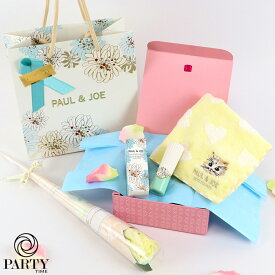 PAUL & JOE BEAUTE(ポール ＆ ジョー ボーテ) 【パリジェンヌ ギフトセット A】ハンドタオル ＋ リップクリーム ＋ ソープフラワーブーケ (ラッピング済)【季節のソープフラワーブーケ】