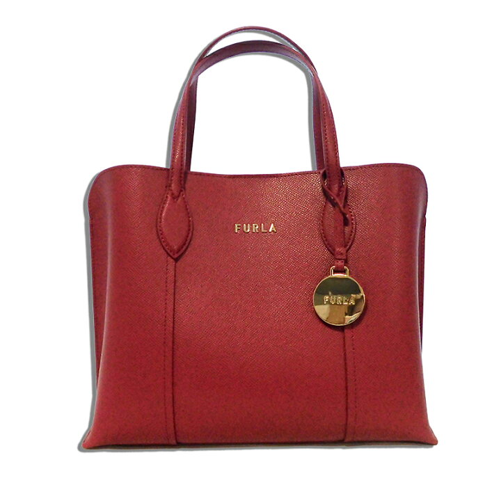 極美品】FURLA VITTORIA アーチロゴ ハンドバッグ レザー 赤 