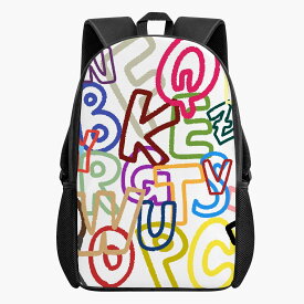 【直送品 同梱不可品】 アルファベット柄(キッズバックパック) キッズバックパック キッズ アート カラフル アルファベット alphabet 松浦はれ 【受注作成品 返品キャンセル不可品】