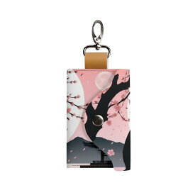 【直送品 同梱不可品】 黒猫のシルエットが映える桜の夜(キーケース) キーケース ユニセックス アクセサリー 動物 猫 ギフト 贈り物 普段使い leojiro24 【返品キャンセル不可品】