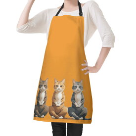 【直送品 同梱不可品】 yogayogayogaねこ：あぐらあぐらあぐら(エプロン) エプロン ユニセックス ホームデコレーション 動物 猫 ギフト 贈り物 普段使い leojiro24 【返品キャンセル不可品】