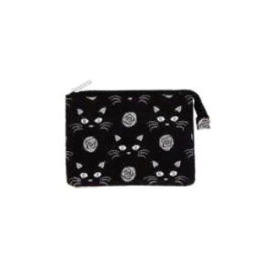 くろちく link刺繍平ポーチ 猫と薔薇 クロ 22409316【お寄せ品、返品キャンセル不可。欠品終売時連絡あり】