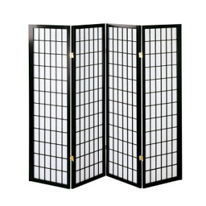 【直送品】弘益(KOEKI) UTILITY 和風衝立4連 こだま ブラック JP4BK【お寄せ品、返品キャンセル不可。欠品終売時連絡あり】