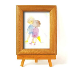 ナチュラルイーゼル付(ちひろ絵はがき一枚入り) 1439240・二人の子ども【お寄せ品、返品キャンセル不可。欠品終売時連絡あり】