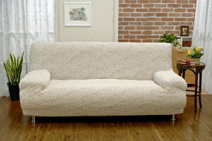 【直送品・大感謝価格】イタリア製 シャーリングソファカバー ARRICCIATO ショコラブラウン/オフホワイト 4人掛用 W210-240cm