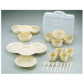 【直送品】食器セット (4人用) 00004943 ケースサイズ360×115×300mm 1500g KAKURI ツールセレクション16(非常用)【ヘルシ価格】防災関連グッズ 非常時 震災 災害 避難用 炊き出し アウトドア 食器