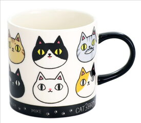 【直送品 北海道沖縄離島不可】セラミック藍 猫3兄弟 マグカップ 顔 23123 φ8.3×h8cm サイズ:2黒【返品キャンセル不可】
