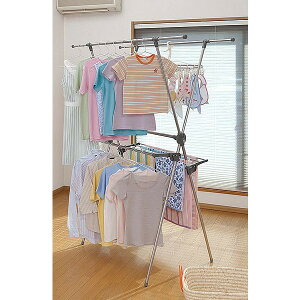 ステンレス2段式物干しスタンドSTM-1002【単品】【楽天倉庫直送h】【返品キャンセル不可】