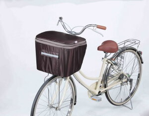 【大感謝価格 】2段式 前カゴカバー 両開き K12707 ブラウン/ブラック