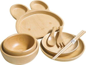 キッズ8点セット 箱入 うさぎ 6V44-11【楽天倉庫直送】 キッチン用品 食器 キッズ 食器セット 木製