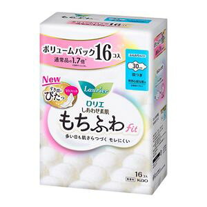 【2個セット】【医薬部外品】ロリエ しあわせ素肌 もちふわfit ボリュームパック 特別心配な昼用30cm 羽つき 16個入x2個セット【楽天倉庫直送h】 衛生用品 ナプキン 生理用品 瞬間吸収 無香料