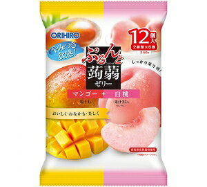【直送品】【120個セット】ぷるんと蒟蒻ゼリーパウチ マンゴー+白桃 240g(20g×12個)x120個セット 食品 お菓子 おやつ プチサイズ 大容量 ゼリー