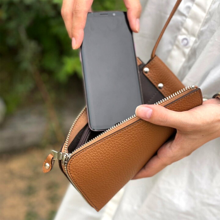 楽天市場 送料無料 Sayaポシェット 全4色 イタリアンシュリンク スマホショルダー スマホ 財布 ポシェット メンズ レディース スマホ ショルダーバッグ まとめる 長財布 L字 コンパクト シンプル 革 本革 Agility Affa アジリティアッファ 0342