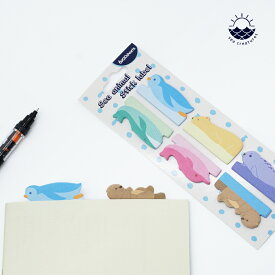 付箋 ふせん 文具 文房具 セット ギフト 手帳 【ダイカット 海のいきもの ふせんセット】 ペンギン クジラ イルカ アザラシ ラッコ シロクマ 水族館 かわいい おしゃれ お得 プレゼント メール便