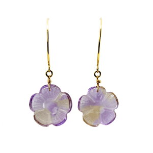 K10YG �A���g���� �t�����[ �s�A�X��Ametrine flower Pierced earrings