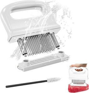 ミートテンダライザー 48刃 肉叩き 肉筋切り器 ステンレス製 分解して洗浄でき ミートテンダー 筋切り 手持ち 肉切り器 料理用 肉たたき器 肉刺し 調味料が染み込み 保護カバーと洗浄専用ブ