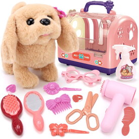 ぬいぐるみ ロボット犬 電子おもちゃ おままごと 電動式 音声付き ごっこ遊び 柴犬 多機能 知育玩具 ロールプレイ しゃべる ぬいぐるみ 子供用玩具 女の子 男の子 小学生 クリスマス 誕生日 プレゼント ギフト お祝い 14点セット ペットケアセット