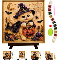 ハロウィン パールアートキット 猫パールキット 大人初心者向け 大人向け DIY 立体 かわいい猫カボチャの…