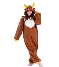 ゆったり 着ぐるみ クリスマス 大きいサイズ コスチューム コスプレ衣装 男女共用 オールインワン クリスマスパーティー 変装 ホームウェア 寝間着 超可愛い 柔らか 動物 トナカイ 大人用