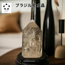 水晶 ポイント 六角柱 台座付き 天然石 浄化 置物 パワーストーン 虹 No.9 店内全商品対象 Pasmii
