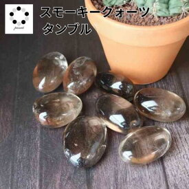スモーキークォーツ タンブル S～6Lサイズ 1個 天然石 煙水晶 握り石 マクラメ ワイヤーアクセ お守り 浄化 黄茶 黒白透