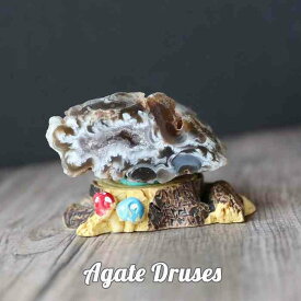 瑪瑙 アゲート ドゥルジー 天然石 台座 飾り インテリア パワーストーン おしゃれ レディース メンズ プレゼント 羽