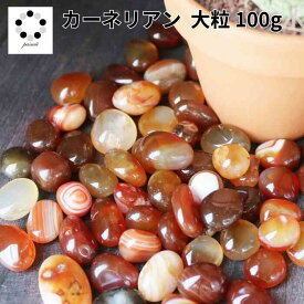 天然石 カーネリアン タンブル 大粒 さざれ石 100g カルセドニー 高透明度 クリア 浄化 パワーストーン プレゼント 持ち歩き用 ヒーリング 癒し 握り石 リラックス チャクラ ストーン マクラメ 夫婦円満 インテリア 黄橙 赤オレンジ