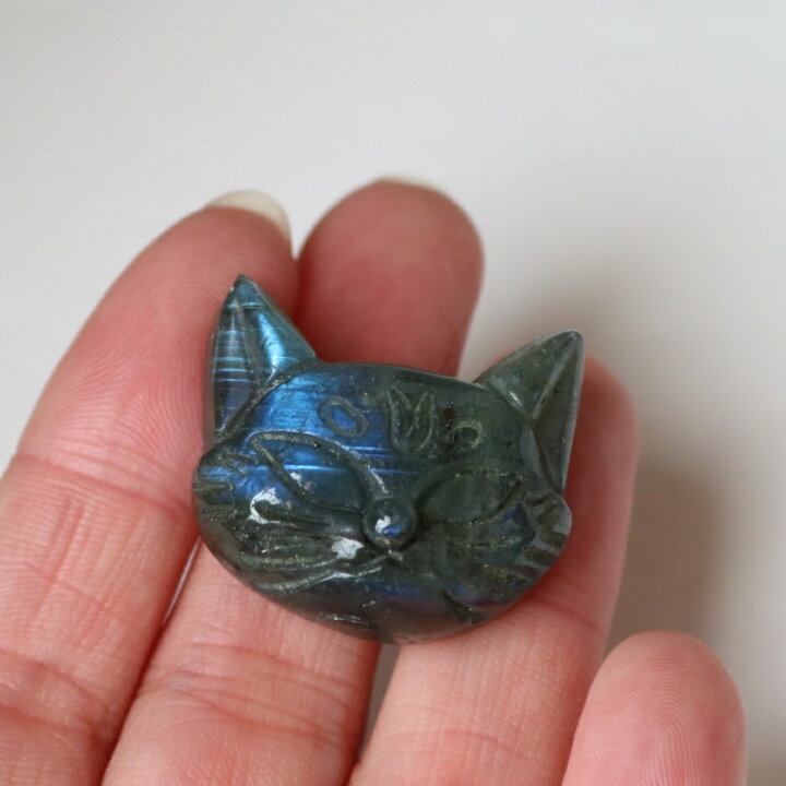 楽天市場】ネコ 顔 水晶 パーツ 1個 風水 金運 天然石 猫顔 