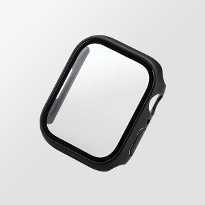 【即納】エレコム アップルウォッチ カバー Apple Watch Series 8 / 7 45mm フルカバー ゴリラガラス 表面硬度10H 全面保護 液晶 側面 耐衝撃 指紋防止 側面マット ブラック