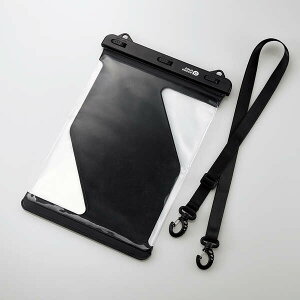 【即納】エレコム タブレットケース 防水ケース 汎用 IPX8 ネックストラップ付き 【 iPad Android 等 8.9〜13インチの タブレット 対応 】 ブラック