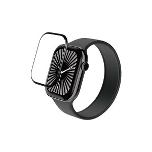 【即納】エレコム アップルウォッチ ガラス フィルム 【 Apple Watch Series 10 42mm 対応 】 全面保護 表面硬度10H 高透明 ゴリラ 指紋防止 飛散防止 気泡防止 ブラック