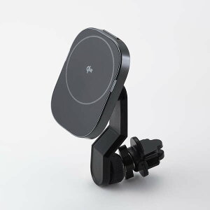 【即納】エレコム ワイヤレス充電器 Qi2 車 用 マグネット スマホホルダー 15W 高速充電 エアコン吹き出し口対応 スイングアーム 片手操作 【 MagSafe / Qi2 対応 】 ブラック