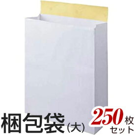 梱包袋 配送袋 宅配袋 250枚セット 大サイズ 横320mm×奥行（マチ）110mm×高さ400mm シール付き 無地 白 梱包用袋 梱包用品 業者様 ネットショップ シンプル メルカリ 宅配袋セット 角底袋 宅配便 宅配便用 宅急便用袋 梱包用品 梱包材 本 服 靴 などに [KONPO-FUKURO-DAI]