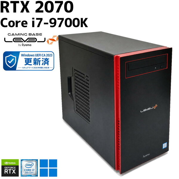 【中古ゲーミングPC】iiyama LEVEL∞ / GeForce RTX 2070 / Core i7-9700K / 16GB / NVMe SSD 480GB / Windows11