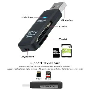 2in1 USB3.0/2.0 J[h[_[ MicroSDJ[h / SDJ[hΉ [֑yR3z