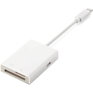 �G���R�� �J�[�h���[�_�[ Lightning�R�l�N�^�ڑ� �yMade for iPhone/iPad�擾�z Type-C�A�_�v�^�t SD+microSD�Ή� Mac Windows�Ή� �P�[�u����7cm �z���C�g MR-LC201WH