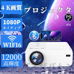 vWFN^[ƒp ^ 4KΉ 12000LM 1080P掿 `␳  5G&2.4G wi-fi 6 Ή z[VA^[ q Android iPhone PC Ze RpNg 300" Bluetooth 5.2 HIFIXs[J[ 4K
