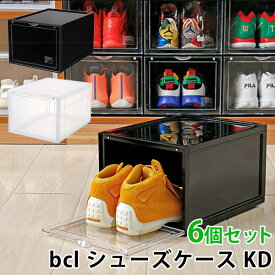 同色6個セット bcl シューズケース（組み立て式 収納ボックス シューズラック スタッキング 折りたたみ コンパクト スニーカー ハイカット 靴 玄関 収納 透明 マグネット シンプル）【送料無料 ポイント2倍】【5/7】【ASU】