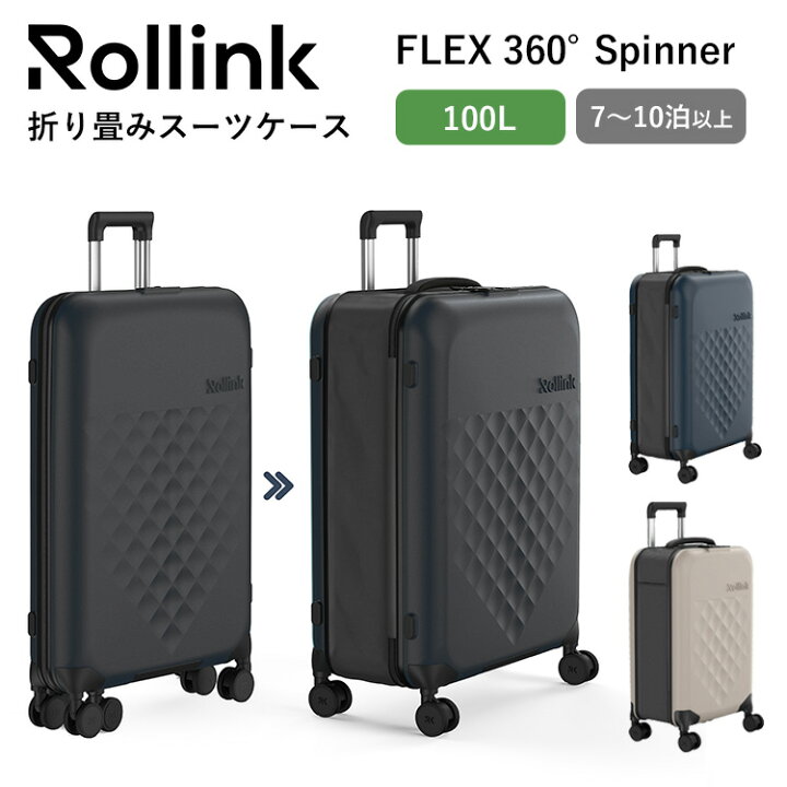 楽天市場】正規店 Rollink FLEX 360° Spinner 折りたたみスーツケース 