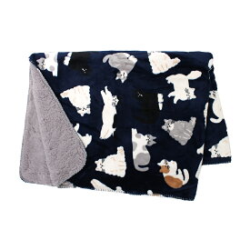 猫柄 マルチブランケット マルチ ひざ掛け 膝掛け ひざかけ ブランケット 暖かい 保温 防寒 軽量 あったか 軽い もこもこ 学校 職場 旅行 アウトドア 誕生日 ギフト プレゼント かわいい おしゃれ ネコ ネイビー