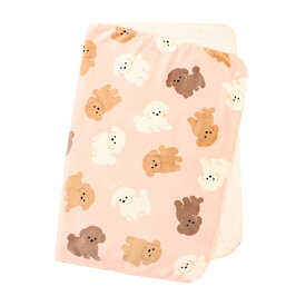 トイプードル柄 ひざ掛け 膝掛け ひざかけ ブランケット 裏ボア シープボア フランネル かわいい おしゃれ 子供 大人 学校 職場 自宅 車内 旅行 誕生日 ギフト プレゼント ピンク 縦700×横1000mm