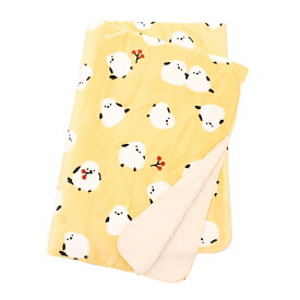 シマエナガ柄 ひざ掛け 膝掛け ひざかけ ブランケット 裏ボア シープボア フランネル 学校 職場 かわいい ギフト プレゼント 縦1000×横1400mm