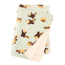 レッサーパンダ柄 ひざ掛け 膝掛け ひざかけ ブランケット 裏ボア シープボア フランネル 子供 大人 学校 職場 自宅 車内 旅行 ミント 縦1000×横1400mm 誕生日 ギフト プレゼント かわいい おしゃれ