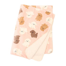 トイプードル柄 ひざ掛け 膝掛け ひざかけ ブランケット 裏ボア シープボア フランネル 子供 大人 学校 職場 自宅 車内 旅行 ピンク 縦1000×横1400mm 誕生日 ギフト プレゼント かわいい おしゃれ