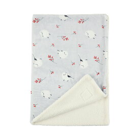 アカイミシマエナガデジプリブランケット ひざかけ ひざ掛け しまえなが デジタルプリント 裏ボア 軽量 グレイ ふわふわ かわいい おしゃれ 学校 職場 自宅 車内 旅行 誕生日 ギフト プレゼント 縦73×横100cm