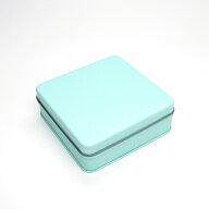 クッキー缶 可愛い おしゃれ ギフト かわいい ポップ缶 スクエア (ミントブルー) 122×122×H42mm 24個入…