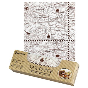 ワックスペーパー M(パリマップ) 50枚入 可愛い 日本製 おしゃれ シートタイプ WAXペーパー ラッピングペーパー サンドイッチ ラッピング 袋 ラッピング用品 パラフィン紙 WP3200-50