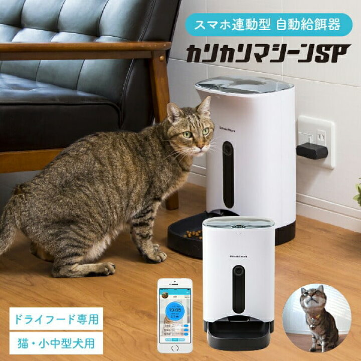 楽天市場】犬猫用 スマホ連動型 自動給餌器 カリカリマシーン SP 写真 