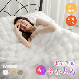 ＼進化！限定CP半額！⇒3,950円〜／ふわとろ電気ブランケット 電気毛布 洗濯OK ひざかけ 膝掛け ふわふわ もこもこ AI 温度調節 自動 切タイマー ロック機能 2枚合わせ 厚手 ラビットファー調 ミンクファー調 秋冬 暖かい 寒さ対策 寝具 ハーフ シングル セミダブル ダブル