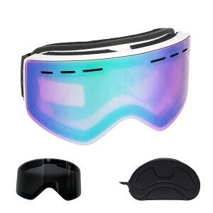 \48時間限定!5%オフCP/磁気スノーゴーグル スキーゴーグル スノーゴーグル マグネット 偏光サングラス UVカット 紫外線 ダブルレンズ 防曇 フレームレス スペアレンズ メガネ使用可 ケー